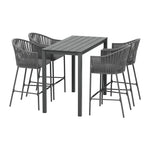 Gardeon 5-Piece Outdoor Bar Set Dining Table Rope Chair Patio Bistro Set - Furniture > Outdoor