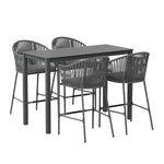 Gardeon 5-Piece Outdoor Bar Set Dining Table Rope Chair Patio Bistro Set - Furniture > Outdoor