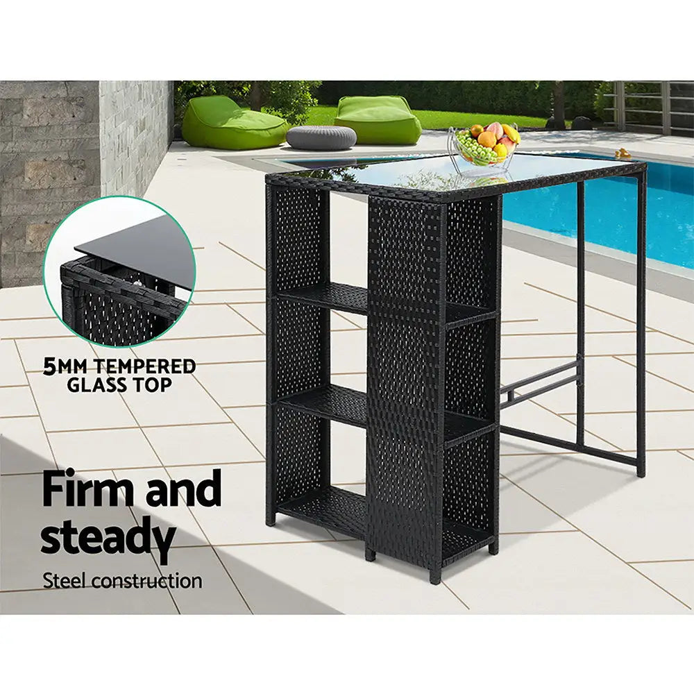 Gardeon 5-Piece Outdoor Bar Set Patio Dining Chairs Wicker Table Stools - Furniture > Outdoor
