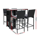 Gardeon 5-Piece Outdoor Bar Set Patio Dining Chairs Wicker Table Stools - Furniture > Outdoor