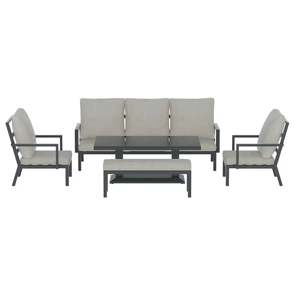 Gardeon 5-Piece Outdoor Furniture Setting Table Chair Set Aluminium Sofa 7-Seater - Furniture > Outdoor