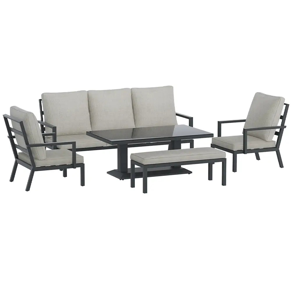 Gardeon 5-Piece Outdoor Furniture Setting Table Chair Set Aluminium Sofa 7-Seater - Furniture > Outdoor