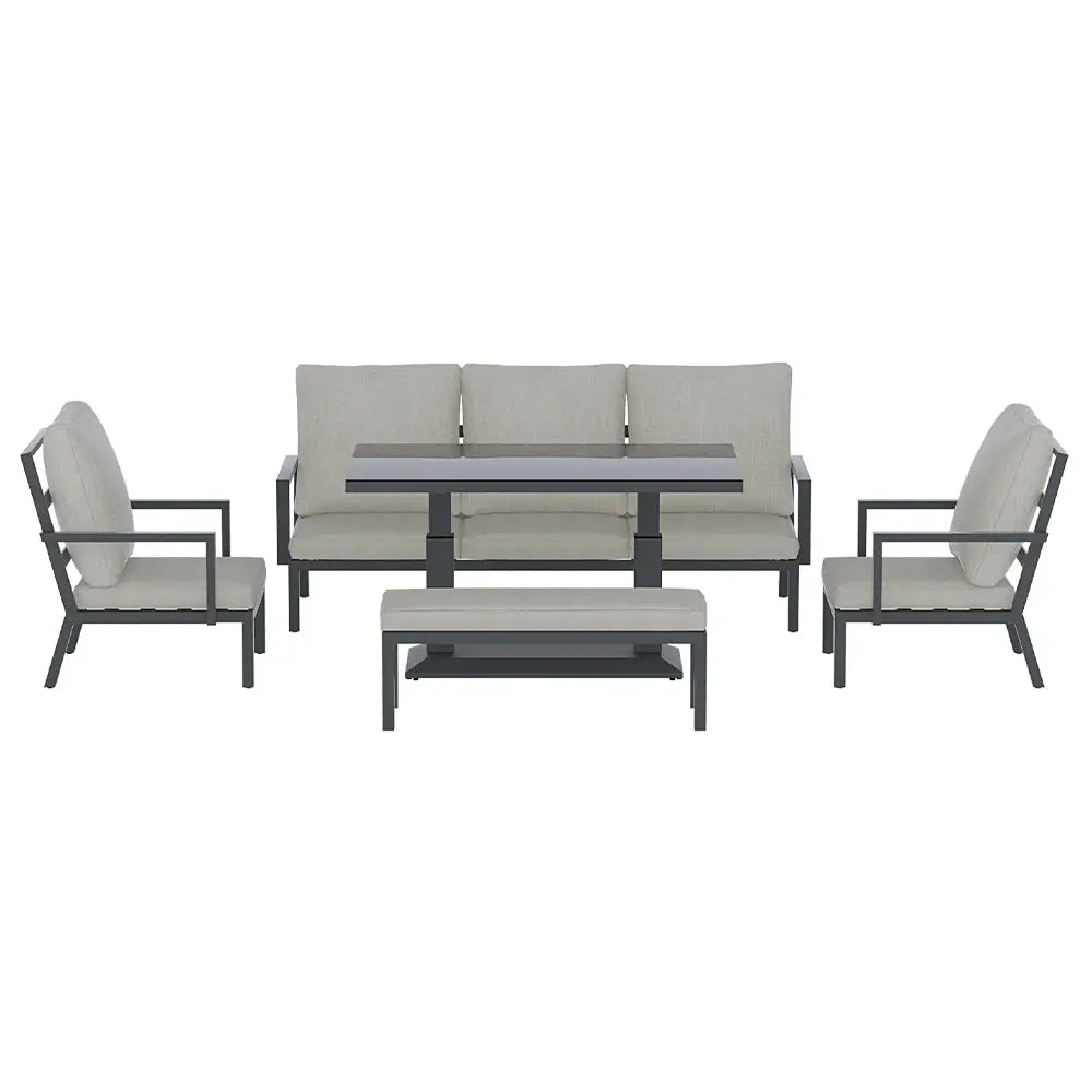 Gardeon 5-Piece Outdoor Furniture Setting Table Chair Set Aluminium Sofa 7-Seater - Furniture > Outdoor