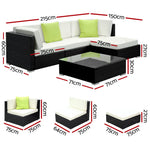 Gardeon 5-Piece Outdoor Sofa Set Wicker Couch Lounge Setting 4 Seater - Furniture > Outdoor