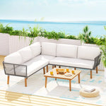 Gardeon 5-Seater Outdoor Sofa Set Wooden Lounge Setting Aluminum - Furniture > Outdoor