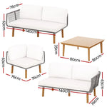 Gardeon 5-Seater Outdoor Sofa Set Wooden Lounge Setting Aluminum - Furniture > Outdoor