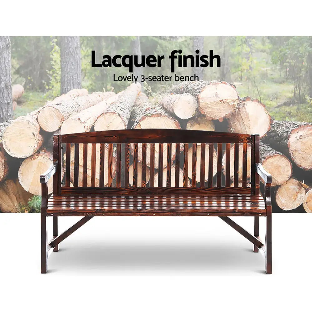 Gardeon 5FT Outdoor Garden Bench Wooden 3 Seat Chair Patio Furniture Charcoal - Furniture > Outdoor