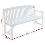 Gardeon 5FT Outdoor Garden Bench Wooden 3 Seat Chair Patio Furniture White - Furniture > Outdoor