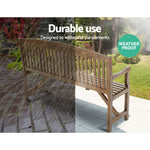 Gardeon 5FT Outdoor Garden Bench Wooden 3 Seat Chair Patio Furniture Natural - Furniture > Outdoor