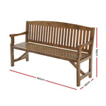 Gardeon 5FT Outdoor Garden Bench Wooden 3 Seat Chair Patio Furniture Natural - Furniture > Outdoor