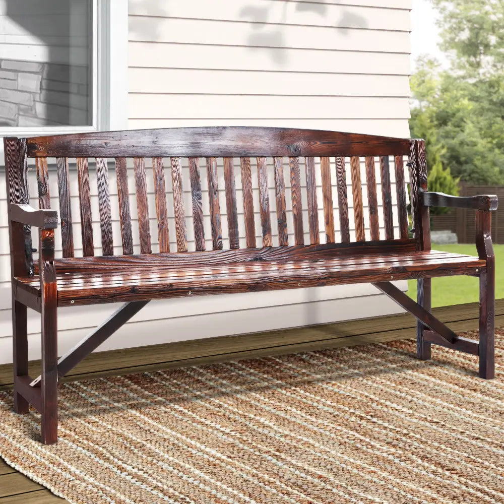 Gardeon 5FT Outdoor Garden Bench Wooden 3 Seat Chair Patio Furniture Charcoal - Furniture > Outdoor
