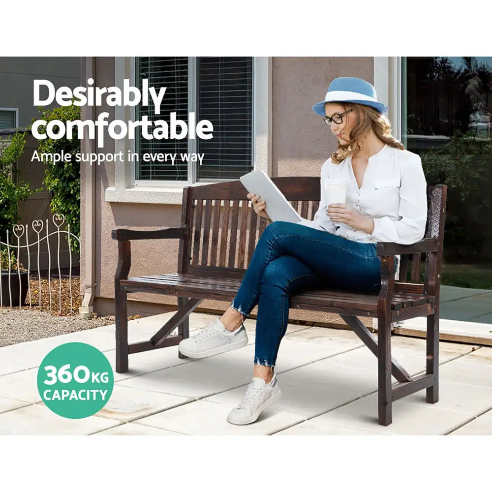 Gardeon 5FT Outdoor Garden Bench Wooden 3 Seat Chair Patio Furniture Charcoal - Furniture > Outdoor