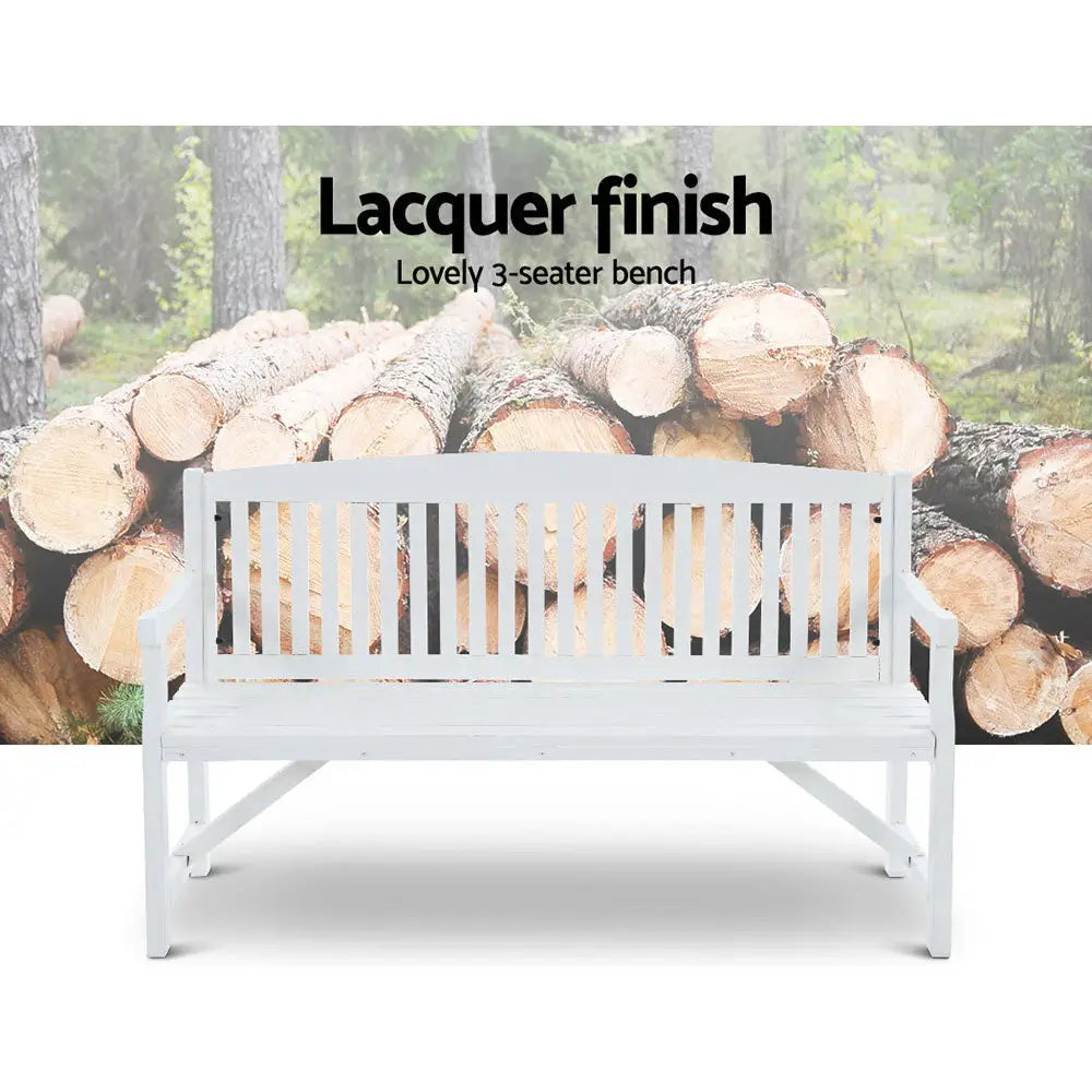 Gardeon 5FT Outdoor Garden Bench Wooden 3 Seat Chair Patio Furniture White - Furniture > Outdoor