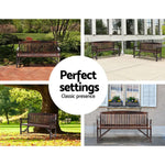 Gardeon 5FT Outdoor Garden Bench Wooden 3 Seat Chair Patio Furniture Charcoal - Furniture > Outdoor