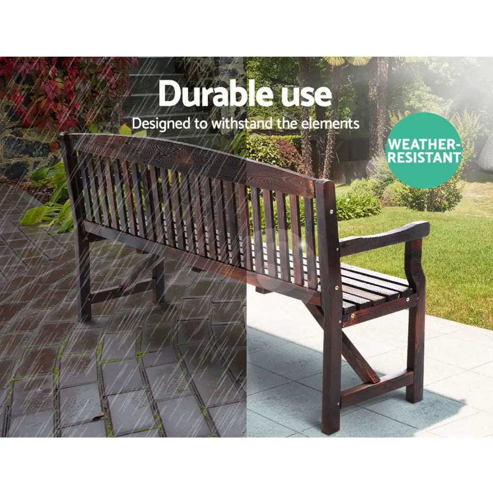 Gardeon 5FT Outdoor Garden Bench Wooden 3 Seat Chair Patio Furniture Charcoal - Furniture > Outdoor