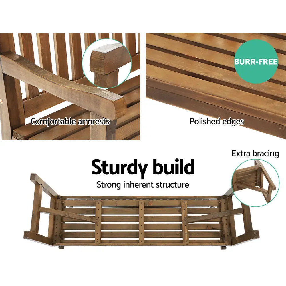 Gardeon 5FT Outdoor Garden Bench Wooden 3 Seat Chair Patio Furniture Natural - Furniture > Outdoor