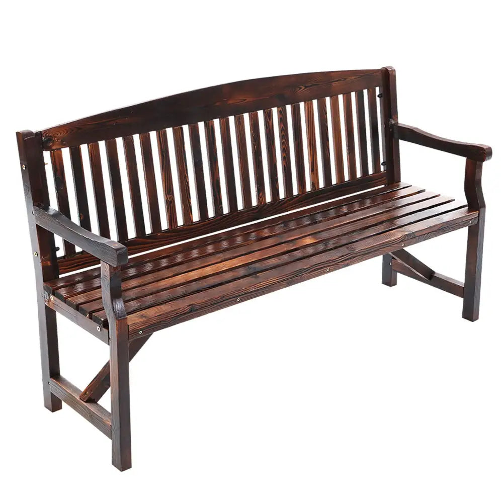 Gardeon 5FT Outdoor Garden Bench Wooden 3 Seat Chair Patio Furniture Charcoal - Furniture > Outdoor