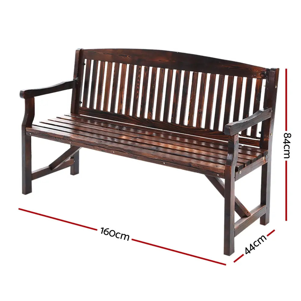 Gardeon 5FT Outdoor Garden Bench Wooden 3 Seat Chair Patio Furniture Charcoal - Furniture > Outdoor
