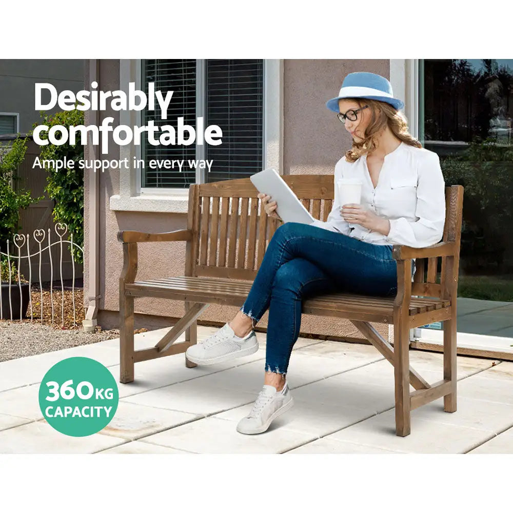 Gardeon 5FT Outdoor Garden Bench Wooden 3 Seat Chair Patio Furniture Natural - Furniture > Outdoor