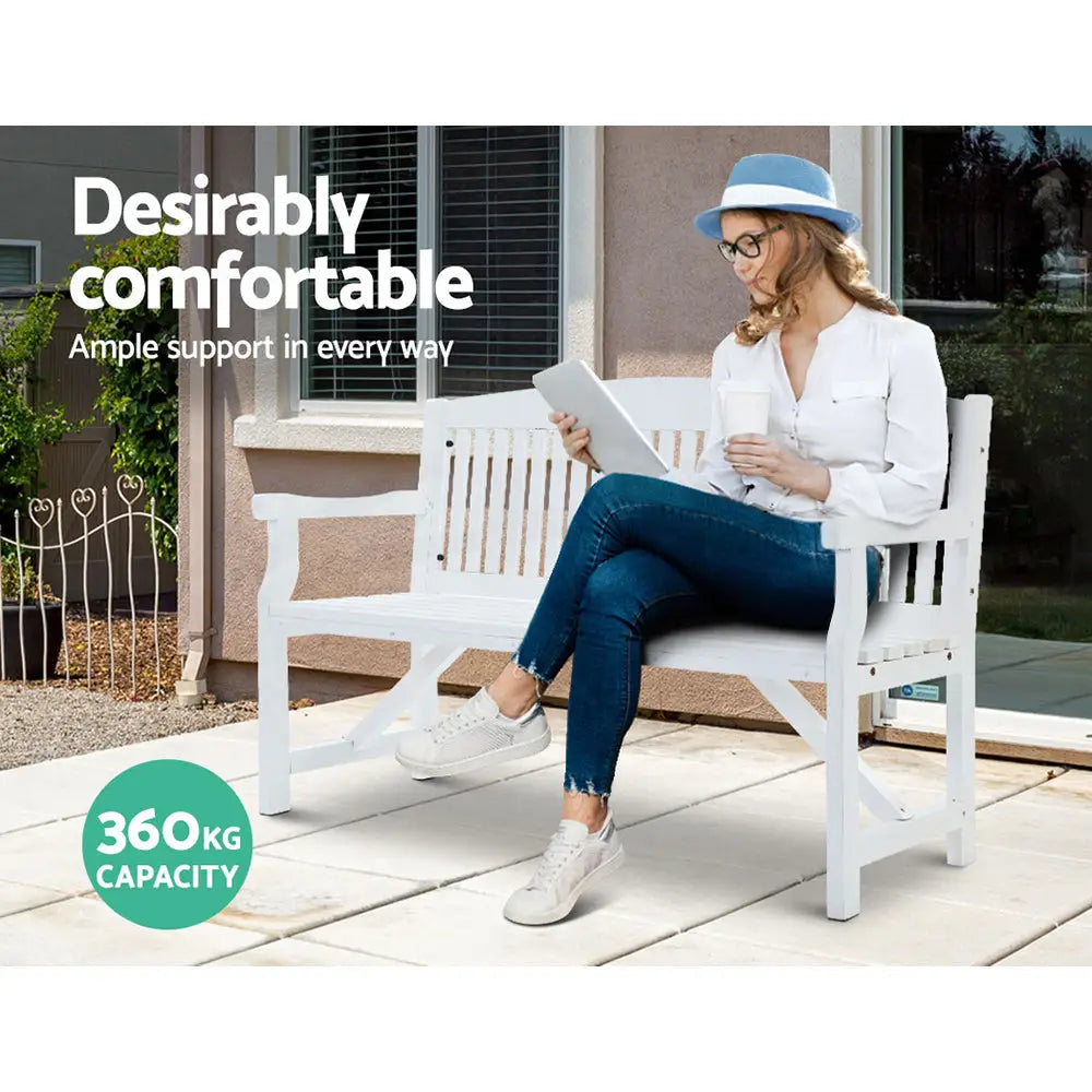 Gardeon 5FT Outdoor Garden Bench Wooden 3 Seat Chair Patio Furniture White - Furniture > Outdoor