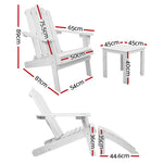 Gardeon 5PC Adirondack Outdoor Table and Chairs Wooden Sun Lounge Patio Furniture White - Furniture > Outdoor