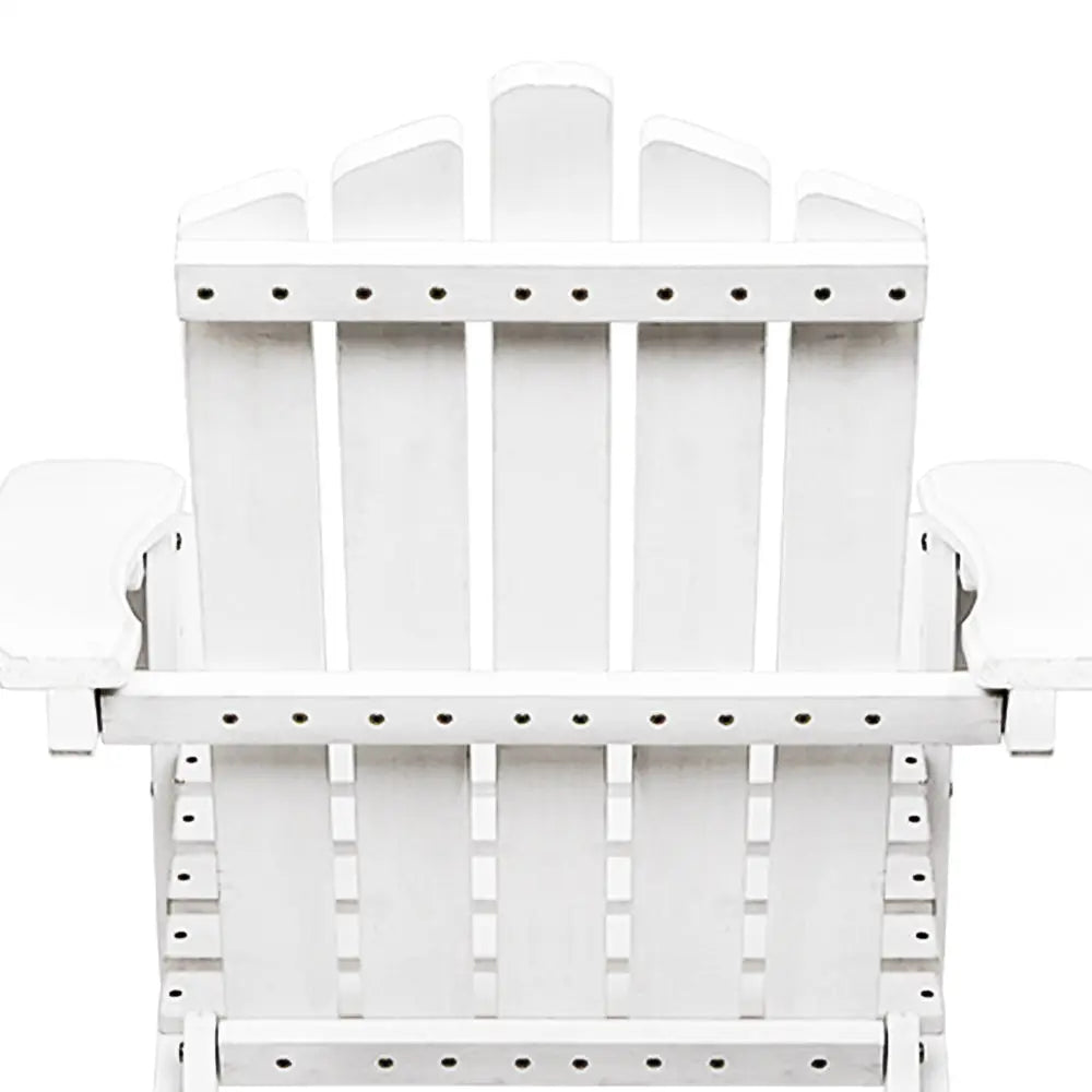 Gardeon 5PC Adirondack Outdoor Table and Chairs Wooden Sun Lounge Patio Furniture White - Furniture > Outdoor