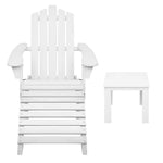 Gardeon 5PC Adirondack Outdoor Table and Chairs Wooden Sun Lounge Patio Furniture White - Furniture > Outdoor