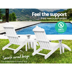 Gardeon 5PC Adirondack Outdoor Table and Chairs Wooden Sun Lounge Patio Furniture White - Furniture > Outdoor