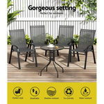 Gardeon 5PC Bistro Set Outdoor Table and Chairs Stackable Outdoor Furniture Black - Furniture > Outdoor