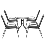 Gardeon 5PC Bistro Set Outdoor Table and Chairs Stackable Outdoor Furniture Black - Furniture > Outdoor