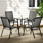 Gardeon 5PC Bistro Set Outdoor Table and Chairs Stackable Outdoor Furniture Black - Furniture > Outdoor