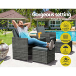 Gardeon 5PC Bistro Set Wicker Table and Chairs Outdoor Furniture Grey - Furniture > Outdoor