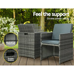 Gardeon 5PC Bistro Set Wicker Table and Chairs Outdoor Furniture Grey - Furniture > Outdoor