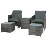 Gardeon 5PC Bistro Set Wicker Table and Chairs Outdoor Furniture Grey - Furniture > Outdoor