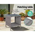 Gardeon 5PC Recliner Chairs Table Sun lounge Wicker Outdoor Furniture Adjustable Grey - Furniture > Outdoor > Outdoor