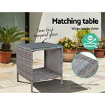 Gardeon 5PC Recliner Chairs Table Sun lounge Wicker Outdoor Furniture Adjustable Grey - Furniture > Outdoor > Outdoor