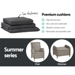 Gardeon 5PC Recliner Chairs Table Sun lounge Wicker Outdoor Furniture Adjustable Grey - Furniture > Outdoor > Outdoor