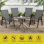 Gardeon 6PC Outdoor Dining Chairs Stackable Lounge Chair Patio Furniture Grey - Furniture > Outdoor > Outdoor Chairs