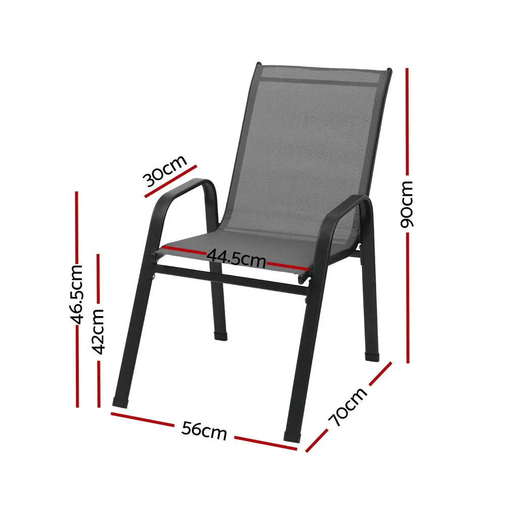 Gardeon 6PC Outdoor Dining Chairs Stackable Lounge Chair Patio Furniture Grey - Furniture > Outdoor > Outdoor Chairs