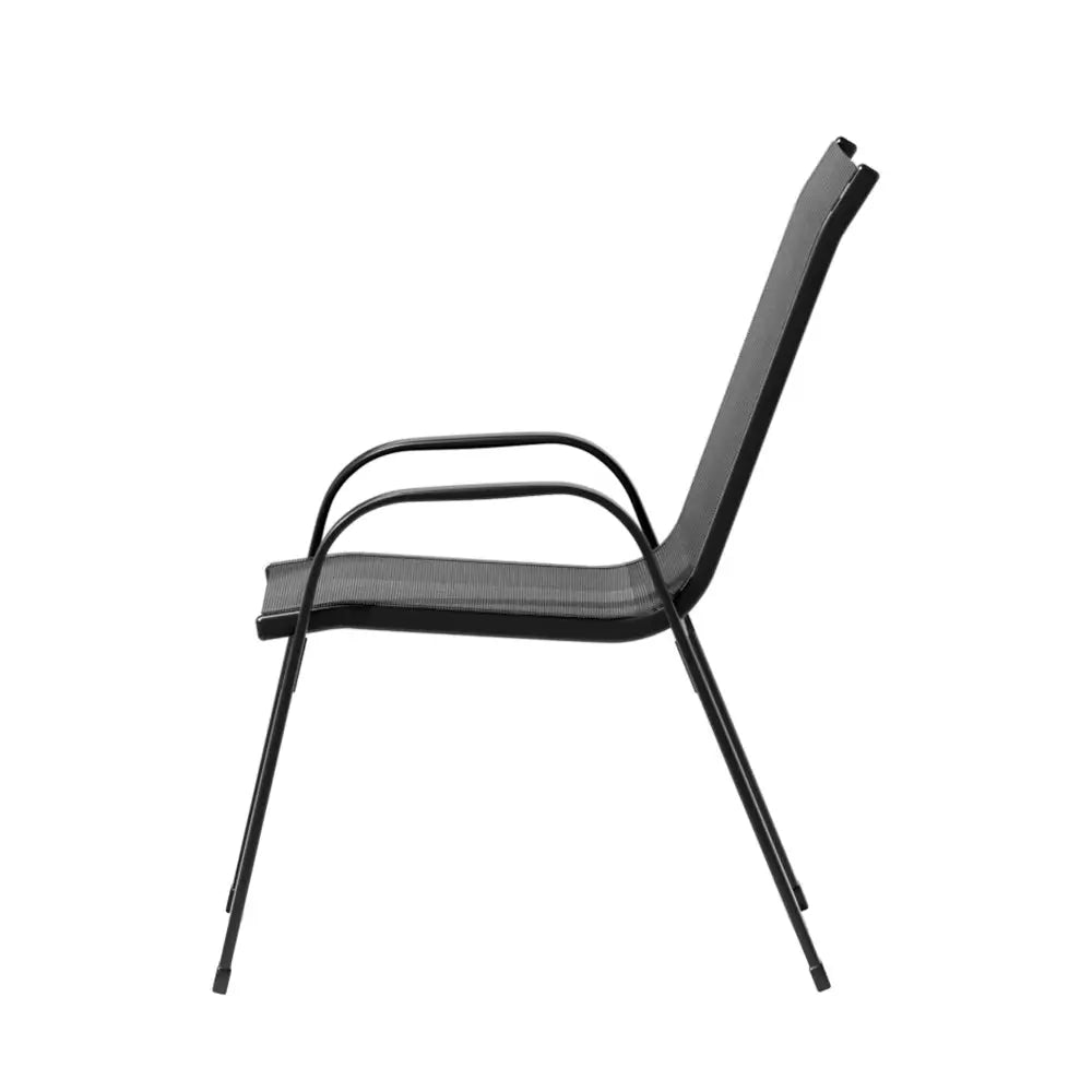 Gardeon 6PC Outdoor Dining Chairs Stackable Lounge Chair Patio Furniture Black - Furniture > Outdoor