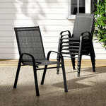 Gardeon 6PC Outdoor Dining Chairs Stackable Lounge Chair Patio Furniture Black - Furniture > Outdoor