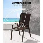 Gardeon 6PC Outdoor Dining Chairs Stackable Lounge Chair Patio Furniture Brown - Furniture > Outdoor