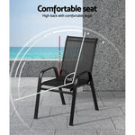 Gardeon 6PC Outdoor Dining Chairs Stackable Lounge Chair Patio Furniture Black - Furniture > Outdoor