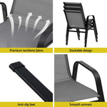 Gardeon 6PC Outdoor Dining Chairs Stackable Lounge Chair Patio Furniture Grey - Furniture > Outdoor > Outdoor Chairs
