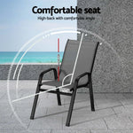 Gardeon 6PC Outdoor Dining Chairs Stackable Lounge Chair Patio Furniture Grey - Furniture > Outdoor > Outdoor Chairs