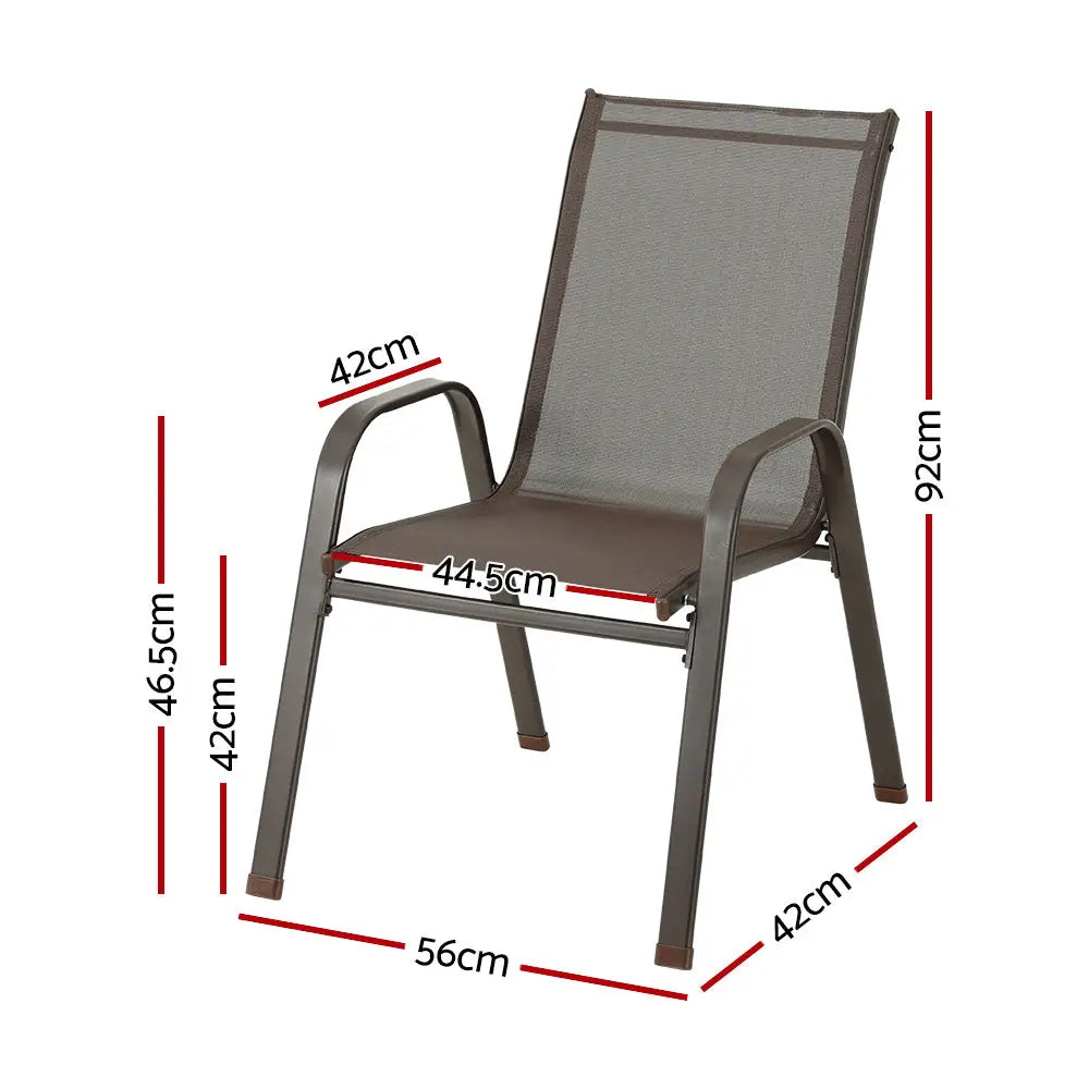 Gardeon 6PC Outdoor Dining Chairs Stackable Lounge Chair Patio Furniture Brown - Furniture > Outdoor
