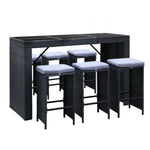 Gardeon 7-Piece Outdoor Bar Set Dining Table Stools Wicker Patio Setting - Furniture > Outdoor