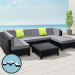 Gardeon 7-Piece Outdoor Sofa Set Wicker Couch Lounge Setting Seat Cover - Furniture > Outdoor