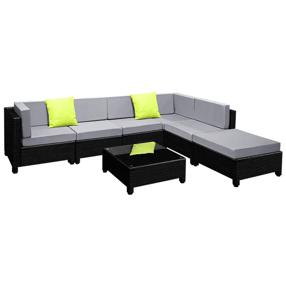Gardeon 7-Piece Outdoor Sofa Set Wicker Couch Lounge Setting Seat Cover - Furniture > Outdoor