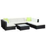 Gardeon 8-Piece Outdoor Sofa Set Wicker Couch Lounge Setting 7 Seater - Furniture > Outdoor